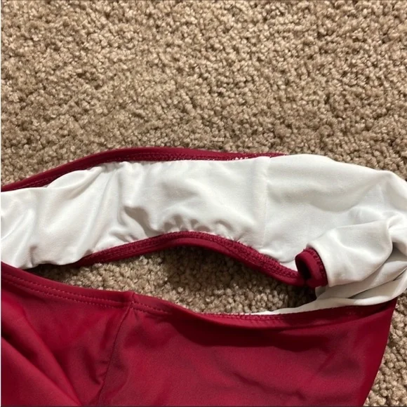 Cupshe Lace Trim Criss Cross Plunge Cutout One Piece Backless Bathing suit - Picture 6 of 7